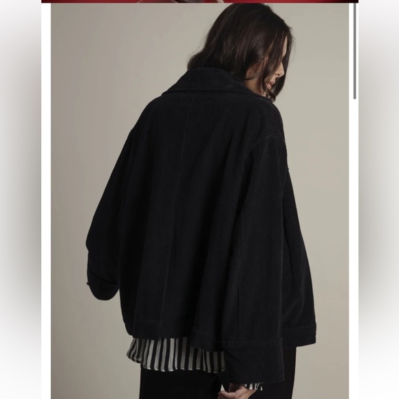 Charlie Joe Black Lexus Ribbed Corduroy Chore Jacket 100% Cotton Boxy M - Picture 2 of 12